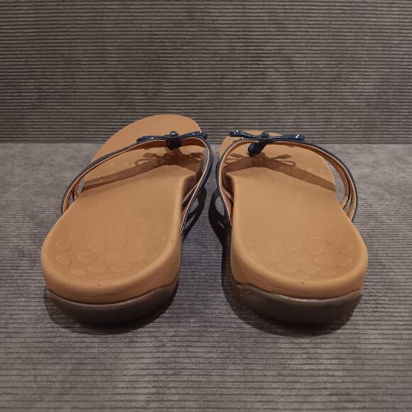 Vionic Women's Bella X Toe Post Sandals Patent Leather With Bow Navy 8 - Picture 6 of 8